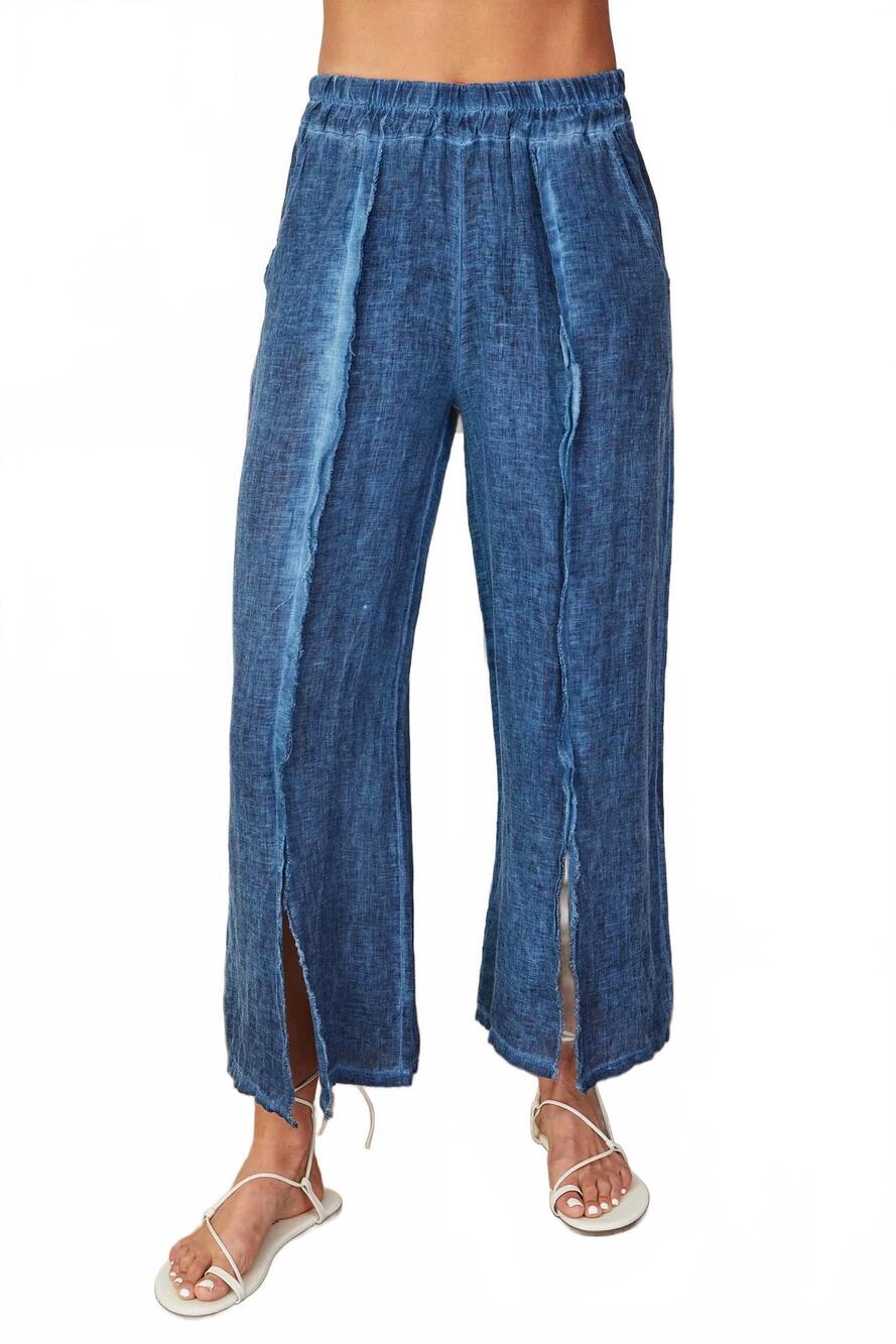 NEW MILIO MILANO mineral wash wide leg pants in denim